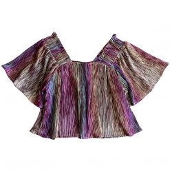 Shop Queen Of Sparkles Maroon Rainbow Pleat Flutter Top