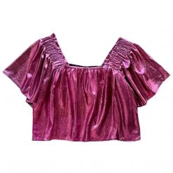 Shop Queen Of Sparkles Tops Barbie Pink Flutter Top