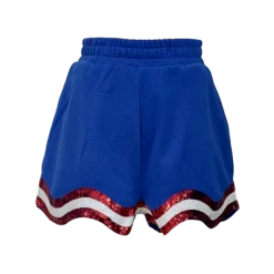 Queen Of Sparkles Blue, White/Red Wavy Shorts Gameday