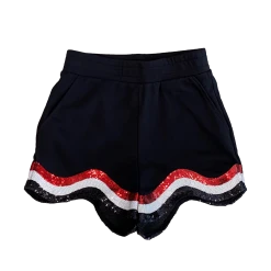 Queen Of Sparkles Black, White/Red Wavy Short