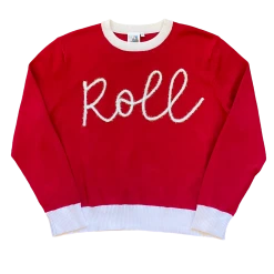 Queen Of Sparkles Glitter Script "Roll" Long Sleeve Sweater
