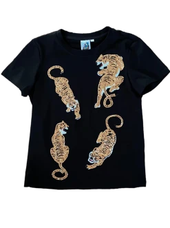 Shop Queen Of Sparkles 4 Crawling Tigers Tee Black