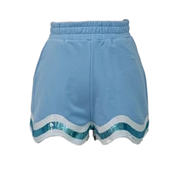 Queen Of Sparkles Light Blue, White/Light Blue Wavy Short