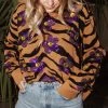 Queen Of Sparkles Tiger Print Sequin Flower Sweater 1 Queen Of Sparkles Tiger Print Sequin Flower Sweater