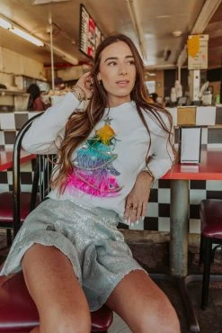 Queen Of Sparkles White Feather Christmas Tree Sweater Sweaters