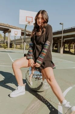 Queen Of Sparkles Sequin Sleeve Hoodie Blazer