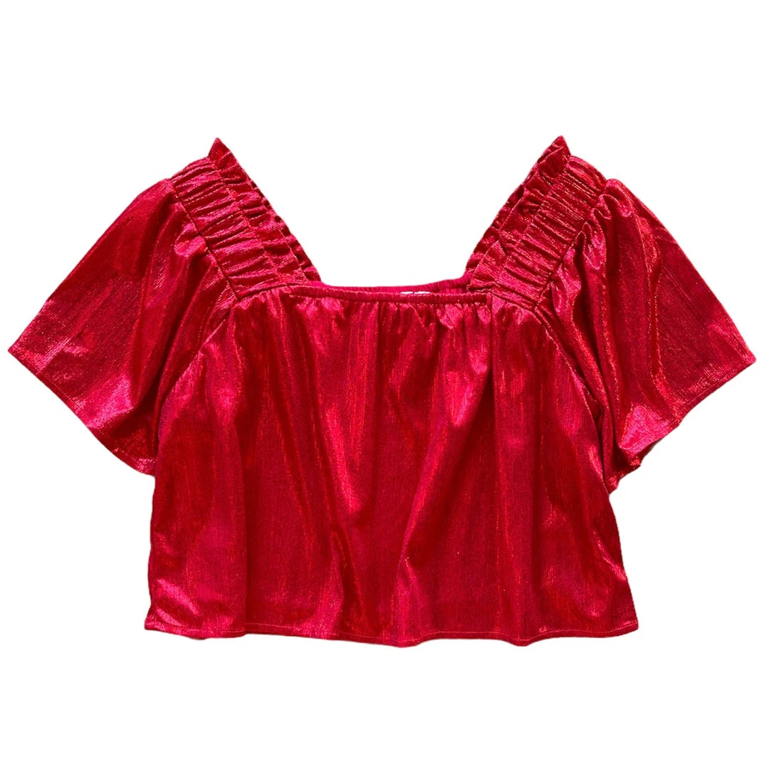 Shop Queen Of Sparkles Red/Red Flutter Top 4th Of July 3 Shop Queen Of Sparkles Red/Red Flutter Top 4th Of July