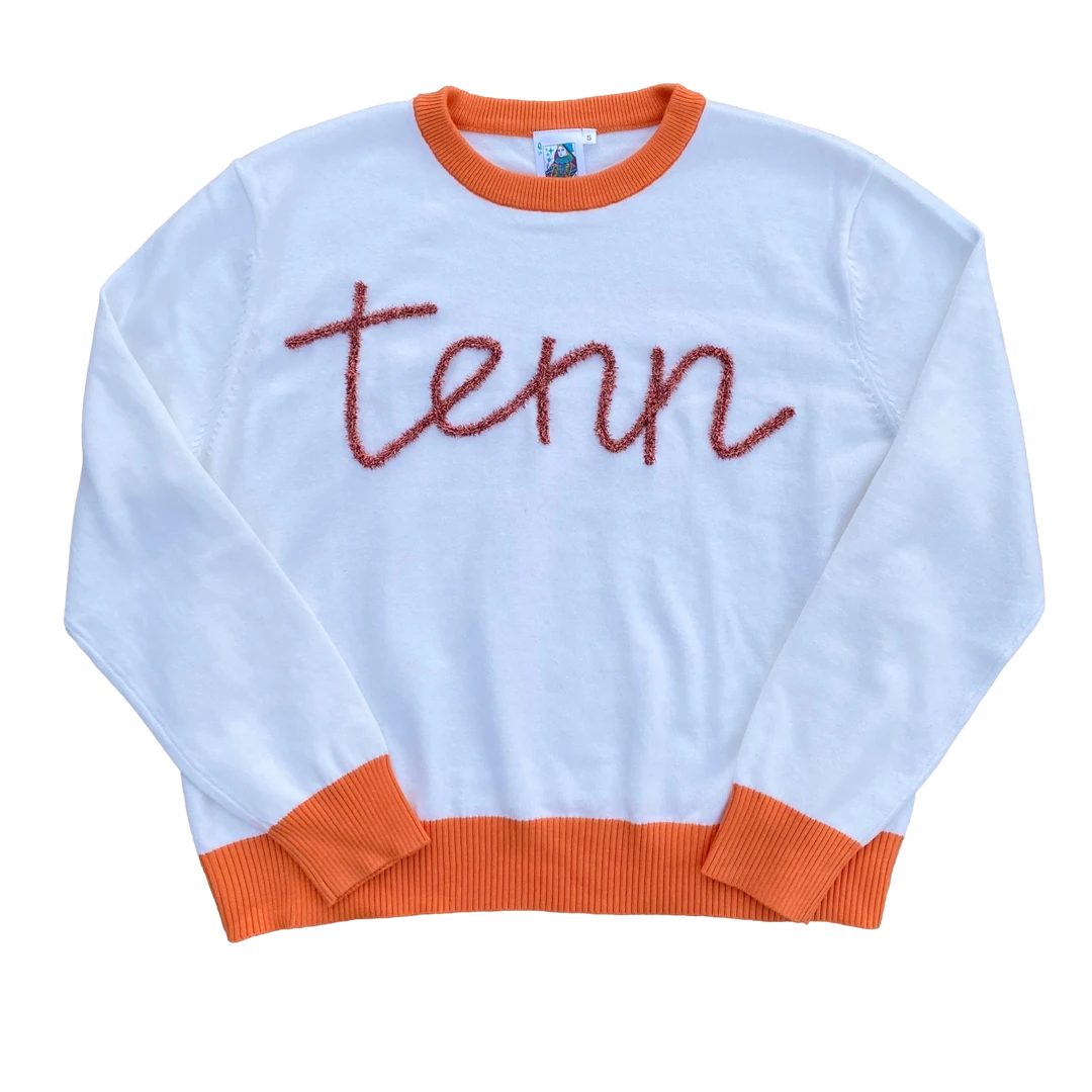 Queen Of Sparkles Glitter Script "Tenn" Long Sleeve Sweater 3 Queen Of Sparkles Glitter Script "Tenn" Long Sleeve Sweater