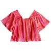Shop Queen Of Sparkles Tops Peach Pleat Flutter Top