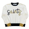 Queen Of Sparkles Gameday White "Saints" LS Sweater