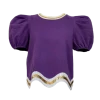 Queen Of Sparkles Purple, Gold/White Wavy Top