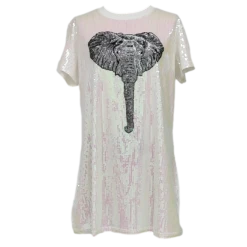 Queen Of Sparkles White Full Sequin Elephant Dress