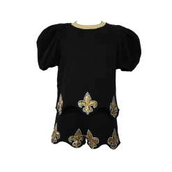 Queen Of Sparkles Gameday Fleur De Lis Wavy Top