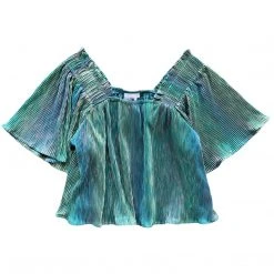 Shop Queen Of Sparkles Teal Pleat Flutter Top