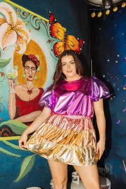 Queen Of Sparkles Pink/Gold Metallic Mini Skort Spring 2022