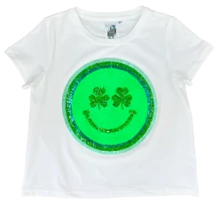Queen Of Sparkles Princess Of Sparkles Kids Shamrock Smiley Tee