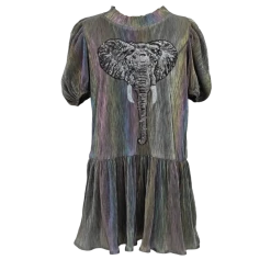 Queen Of Sparkles Grey Pleat Elephant Dress Gameday