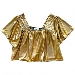 Shop Queen Of Sparkles Gold Holographic Flutter Top