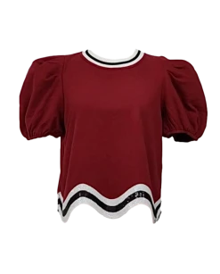 Queen Of Sparkles Garnet, Black/White Wavy Top