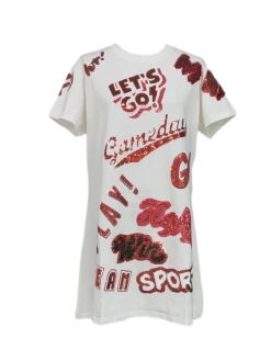 Queen Of Sparkles White & Red Chant Dress Gameday