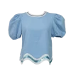 Queen Of Sparkles Light Blue, White/Light Blue Wavy Top Gameday