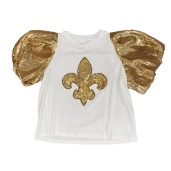 Queen Of Sparkles Gameday Fleur De Lis Sequin Poof Top