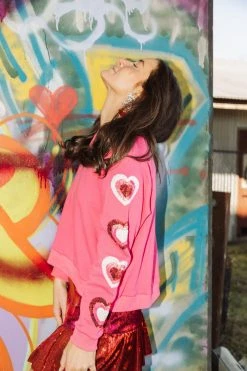 Queen Of Sparkles Sweatshirts Heart On Your Sleeve Sweatshirt