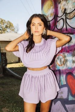 Queen Of Sparkles Spring 2022 Lavender Pearl Burst Swing Short