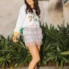 Queen Of Sparkles Mardi Gras Leather Fringe Belt Skort Skirts
