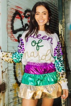 Queen Of Sparkles Queen Of Mardi Paillette Sweater Sweaters