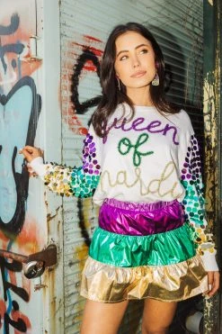 Queen Of Sparkles Metallic Mardi Gras Skort Skirts