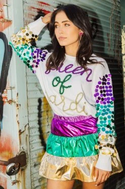 Queen Of Sparkles Queen Of Mardi Paillette Sweater Sweaters