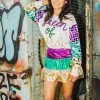 Queen Of Sparkles Metallic Mardi Gras Skort Skirts