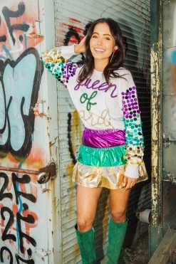 Queen Of Sparkles Metallic Mardi Gras Skort Skirts