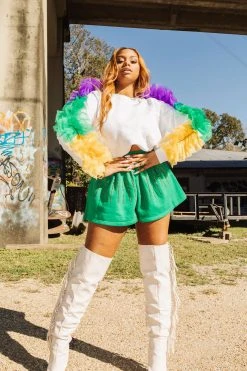 Queen Of Sparkles Mardi Gras Ruffle Sweatshirt Sweatshirts