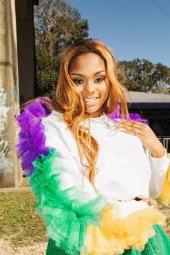 Queen Of Sparkles Mardi Gras Ruffle Sweatshirt Sweatshirts