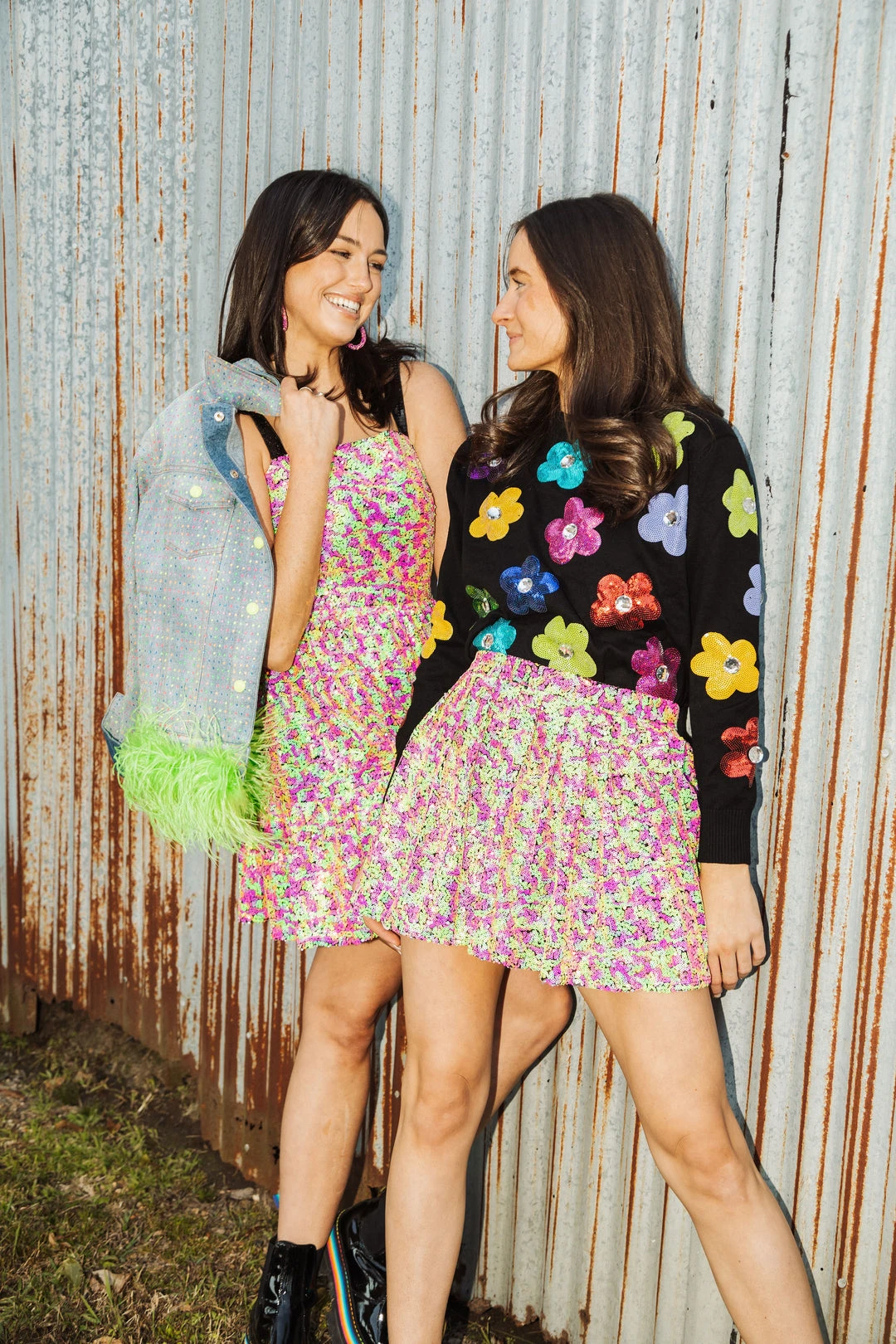 Queen Of Sparkles Neon Sequin Pleat Mini Skirt Spring 2022 5 Queen Of Sparkles Neon Sequin Pleat Mini Skirt Spring 2022