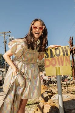 Queen Of Sparkles Gold Mini Sequin Collar Dress