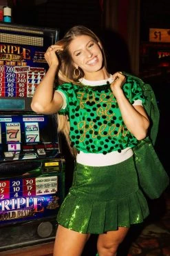 Queen Of Sparkles Queen Of Green Paillette Sweater