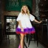 Queen Of Sparkles Dresses Feather Bottom Button Dress