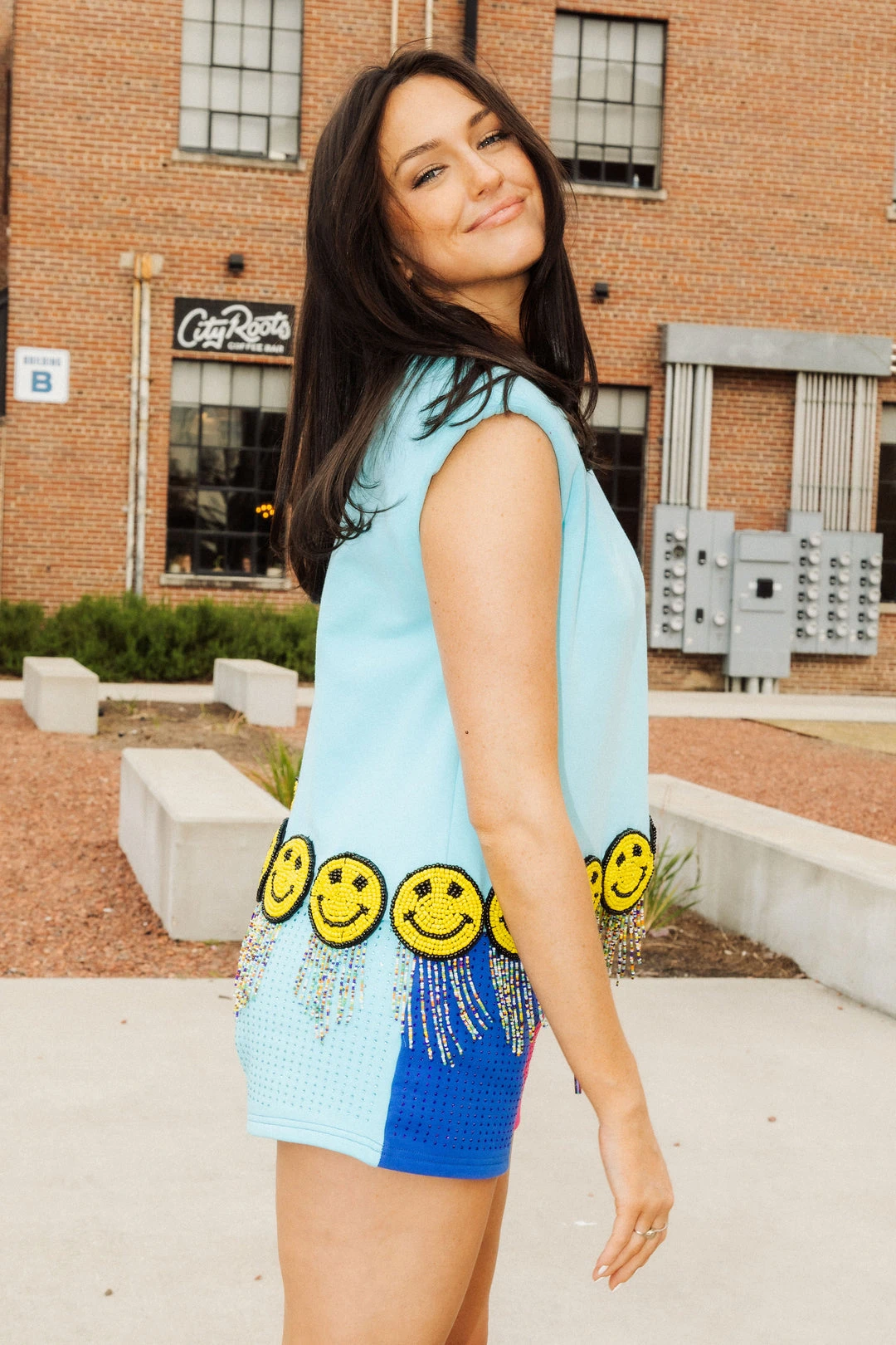 Queen Of Sparkles Spring 2022 Fringe Smiley Shoulder Pad Tank 3 Queen Of Sparkles Spring 2022 Fringe Smiley Shoulder Pad Tank