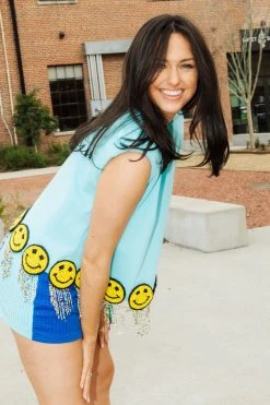 Queen Of Sparkles Spring 2022 Fringe Smiley Shoulder Pad Tank 7 Queen Of Sparkles Spring 2022 Fringe Smiley Shoulder Pad Tank