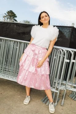 Queen Of Sparkles Sequin Star Ruffle Tiered Midi Skirt