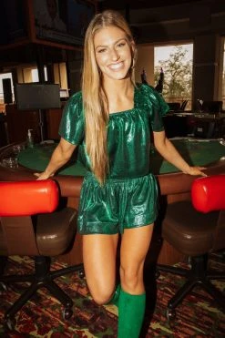 Shop Queen Of Sparkles Emerald Pebble Flutter Top Gameday